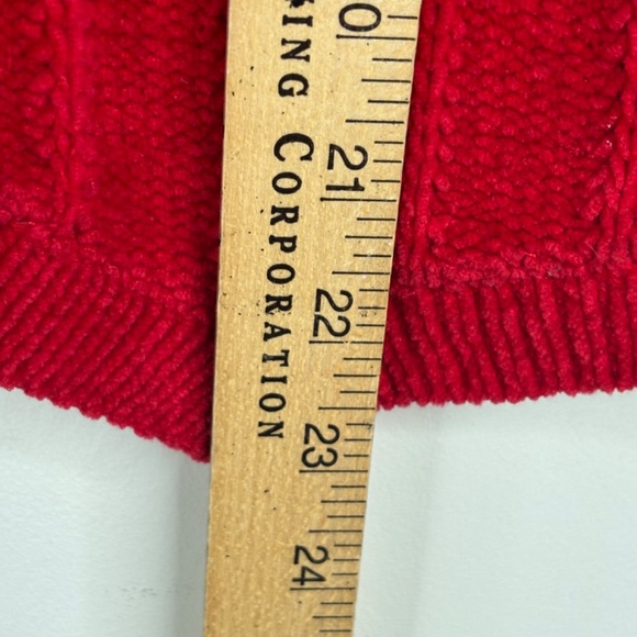 VTG 90s Red Ribbed Sweater Vest M Chenille Granny Retro Academia Preppy Xmas - Picture 6 of 8